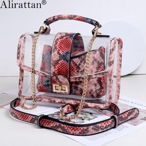 Trend Transparent Snake Print PU Leather Crossbody Bags For Women 2021 New Fashion Brand Ladies Handbag All-match Shoulder Bag