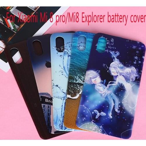 Fashion Emboss back shell For Xiaomi 8 Mi 8 Explorer / Mi8 pro Battery Cover Housing Replacement Repair Spare Parts 3M Glue