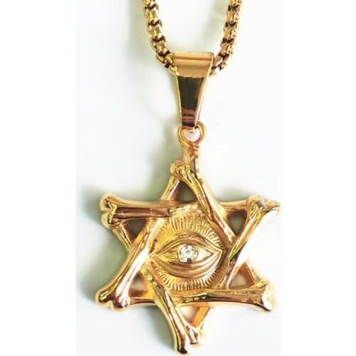 New Star of David Egyptian and Eye of Horus Pendant Necklace Gold Color African Jewelry stainless steel