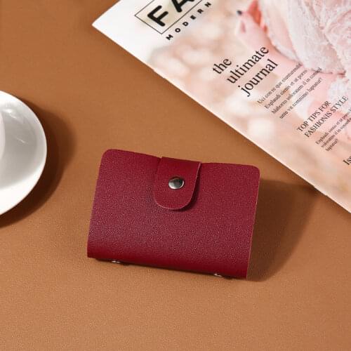 1 Pc Solid Color PU Card Wallet 24 Bits Credit Card ID Card Holder Business Credit Card Holder Organizer Case Pack