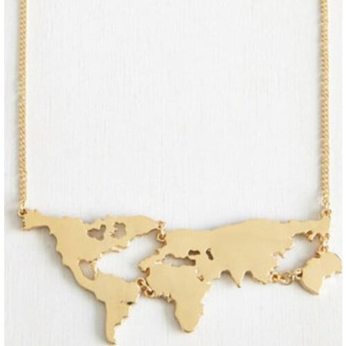 Exaggerated personality world map combination pendant necklace