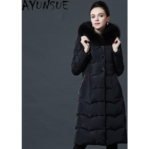AYUNSUE 2020 New Coat Female Womens Winter Down Jacket Women Hooded Big Fur Collar Parkas Thick Clothes Mujer Chaqueta LXR319