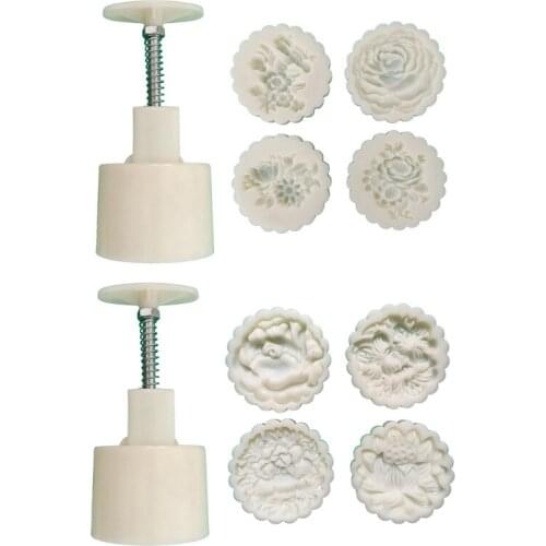 Plastic Mooncake Mold 100g Flower Stamp Biscuit Cookie Cutter Mould DIY Fondant Baking Tool Mid-Autumn Festival