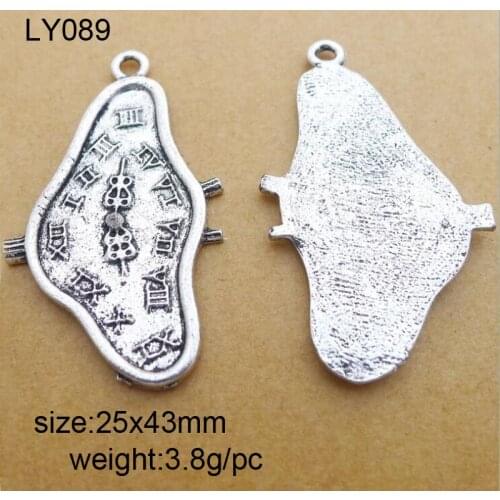 25pcs Antique Silver Alloy Charms Pendant Zinc Alloy Irregular Clock Charm Vintage Jewelry Findings Accessories 25x43mm