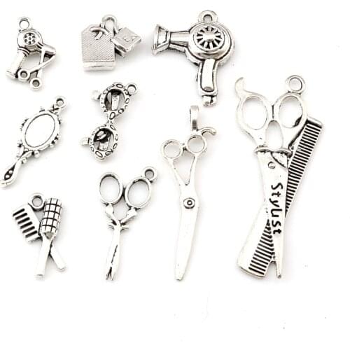 9Pc Alloy Scissors Charms Pendants For Jewelry Making Bracelet Necklace DIY Accessories A-662