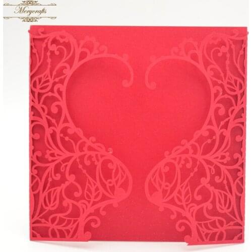 Party suppliers wedding guest gift heart shaped chinese wedding invitation luxurious