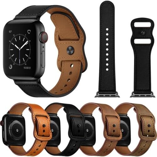 Cow Leather Watch Strap Replacement For Apple Watch Band 44mm 40mm 42mm 38mm Series 6 5 4 3 2 iWatch Watch Bracelet