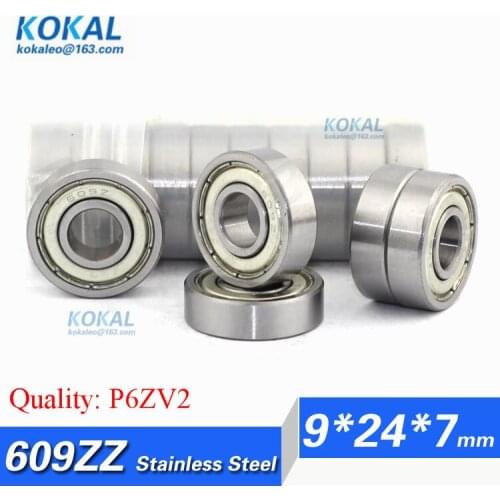 [S609ZZ-P6]Free Shipping 10pcs high quality ABEC-5 stainless steel 440C deep groove ball bearing with 9*24*7mm S609zz 609-2z 609