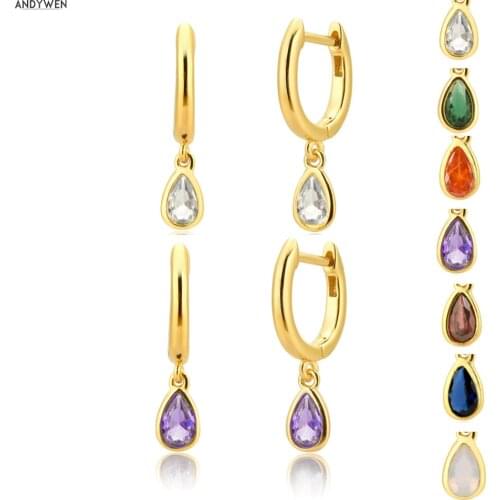 ANDYWEN 925 Sterling Silver Multi-Color Ovals Drop Earrings 2020 Rock Punk Delicate Small Mini Circle Round Ohrringe Jewelry