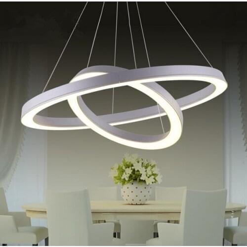 LED light 80+60cm Acrylic Pendant Lights Sitting Room Bedroom Conference Room Dining-room Circle Pendant Lamps 110-220V lighting