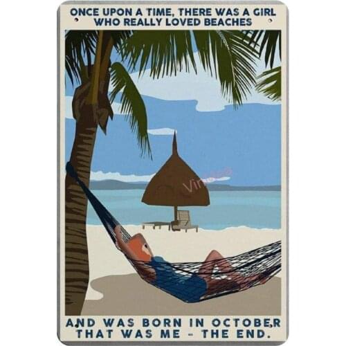 There was A Girl Who Really Loves Beaches Retro Metal Tin Sign Plaque Poster Wall Decor Art Shabby Chic Gift Suitable 12x8 Inch