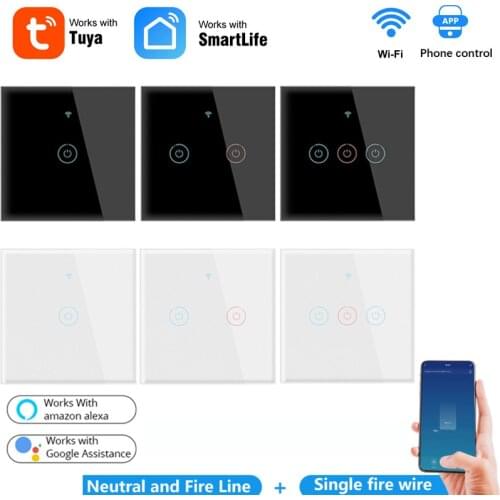 1/2/3 Gang Tuya WiFi Smart Touch Switch 110-250V Smart Life Wall Button Smart Light Switch For Alexa And Google Home Assistant