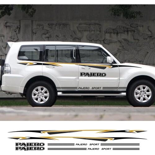 2pcs For Mitsubishi Pajero Car Long Side Stickers Vinyl Styling Auto Racing Styling Personalized Decals Car Tuning Accessories
