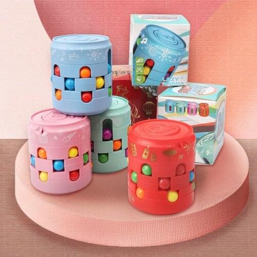 Rotating Magic Bean Intelligence Fingertip Cube Childrens Finger Gyro Colorful Beans Finger Spinning Relieves Stress Tool