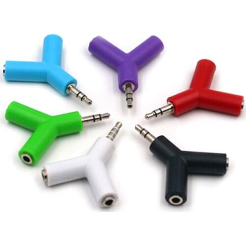 Y Shape 3.5mm Double Earphone Adapter computer headset couple audio splitter Male To 2 Female Stereo for iPhone xiaomi pc mp3