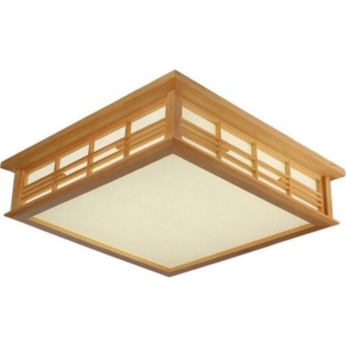 Japanese LED Wooden Bedroom Ceiling Lamps Traditional Study Room Ceiling Light Living Room Restaurant PVC Ceiling Lamp Fixtures