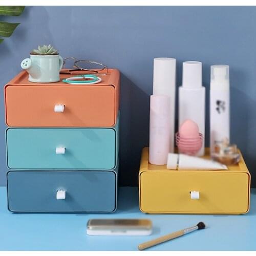 Cosmetics Storage Box Stackable Storage Drawers Bedroom Desktop Make Up Organizer Household Saver Supplies