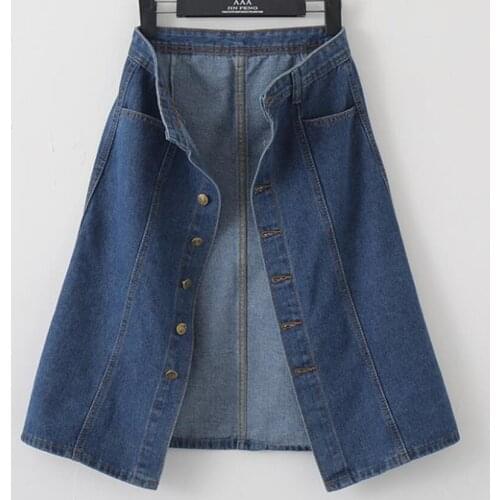 Plus size 5XL!Summer single breasted denim skirt a-line women high waist package hip knee length skirt