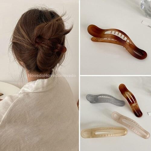 Chic Acrylic Hair Clips Solid Color Hair Claws Hairpins Barrette Crab Elegant Ponytail Clip for Women Girls Hair Accessories