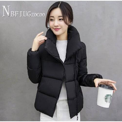 Zipper Pocket Short Style Women Parkas L-3XL Lapel Bread Female Jacket