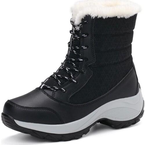 New Listing Winter Women Snow Boots Mid-Calf Platform Ankle Boots Women High Warm Fur Plush Rain Boots for Women Hiking Boots