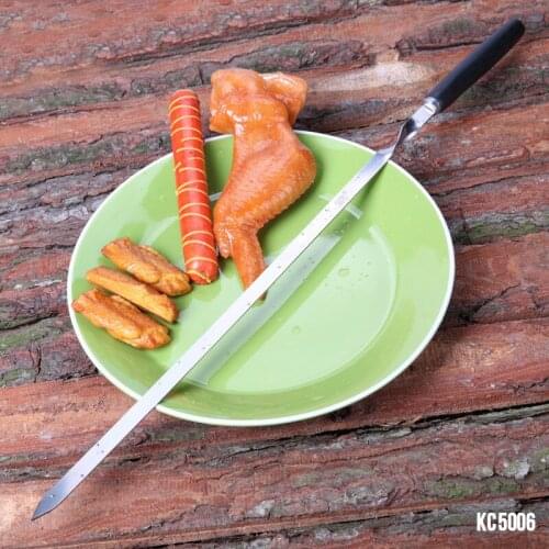 21.6'' 55cm Wooden Barbecue Skewers Wood BBQ Skewer BBQ Flat Fork Sticks Long Barbecue Grill Needle Wooden Shish Kebob Skewers