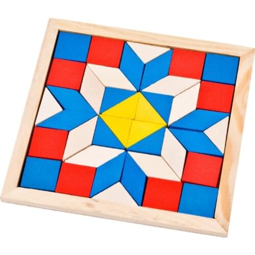3D Wooden Diamond Triangle Puzzle Jigsaw Colorful Square IQ Game Brain Teaser Intelligent Math Educational Toys for Kids