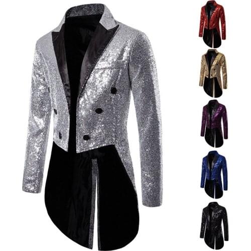 Shiny Gold Suit Blazer Men Sequin Tuxedo Suit Jacket Stage Singer Prom Costume Homme Nightclub Stage Singer Cosplay Oversized