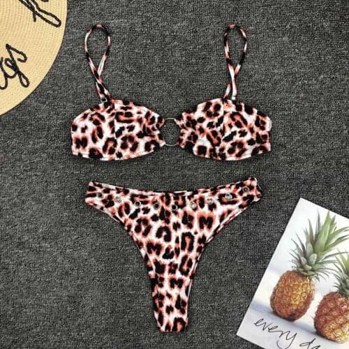 Brazilian Leopard Bikini Set Mujer bathers High cut Sexy Swimsuit Female Swimwear Low Waist Thong Print Bikini Beach wear