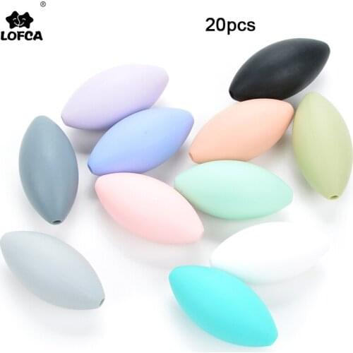 LOFCA 20pcs Rugby Silicone Beads For Making Teething Necklace Pendant Toy For Baby Teether BPA Free Food Grade Silicone Beads