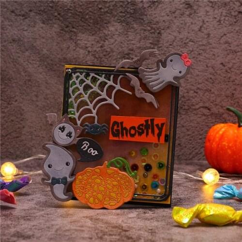 YaMinSanNiO Halloween Pumpkin Background Frame Metal Cutting Dies Scrapbooking Paper Craft Diy Gift Etched Paper Card Making New