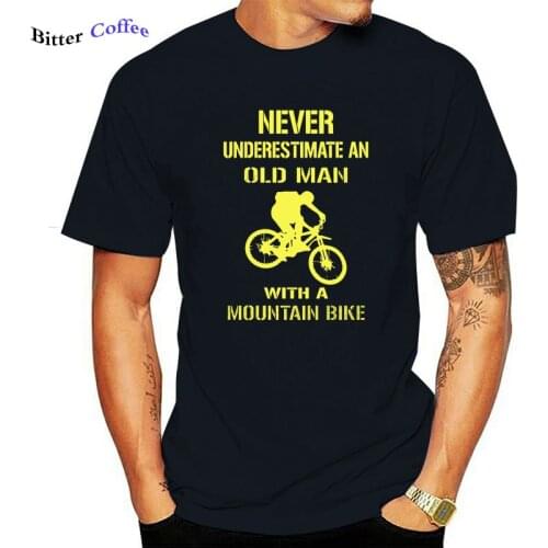 Funny Mountain Bike Never Underestimate An Old Man Graphic Fashion Cotton Short Sleeve T Shirts O-Neck Harajuku T-shirt