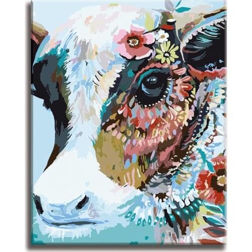 Holy Cow Paint by Numbers Colorful Oil Painting Abstract 16x20 Framed DIY Paint by Numbers Kit for Adults Beginners