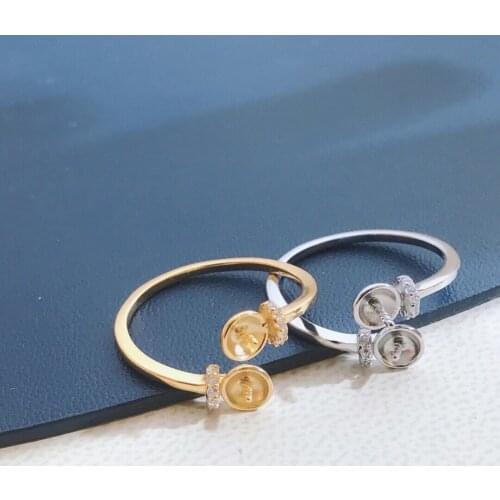 Wedding Hot 925 Sterling Silver Adjustable Ring Settings Findings Mountings Parts for Pearl Corals Jade Crystal, 5pcs/lot