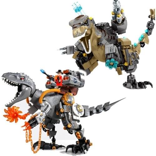 Jurassic Dinosaurs World Park Mechanical Dino Building Blocks Triceratops Tyrannosaurus Rex Model Figures Bricks Toys Boys Gifts