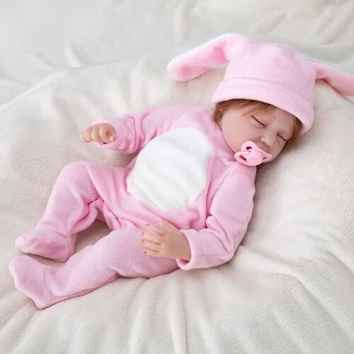 Toy Rabbit 55CM Reborn Baby Doll Lifelike Soft Silicone Fashion Dolls For Princess Children Birthday Gift Bebes Girls Pink bunny