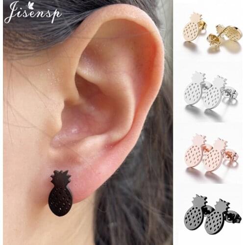 Trendy Bohemia Plant Earings Jewelry Cute Stainless Steel Pineapple Coconut Earrings Women Simple Summer Tree of Life Studs