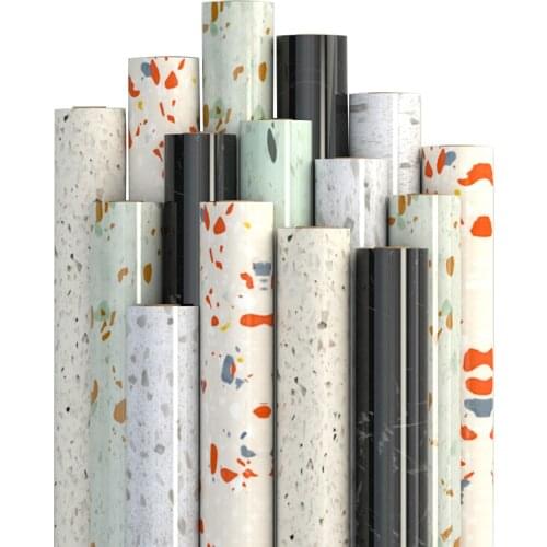 Marble Vinyl Film Wallpaper Self Adhesive Waterproof Wall Stickers for Bathroom Kitchen Furniture Renovation Room Decor Paper