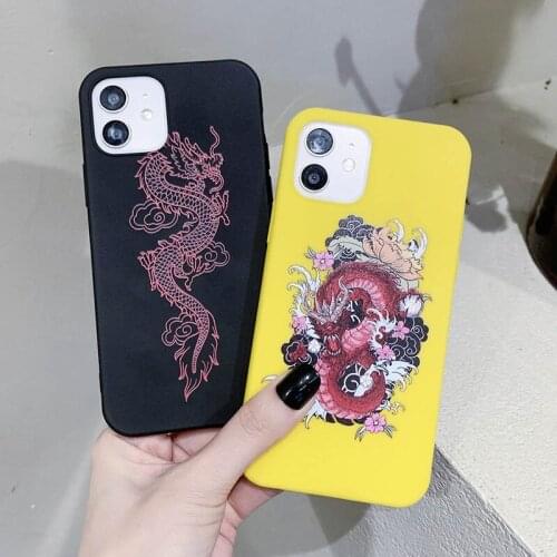 Ottwn Dragon Cartoon Phone Case For iPhone 12 Pro Max 11 Pro Max X XR XS Max 7 8 Plus SE 2020 Candy Color Soft TPU Back Cover