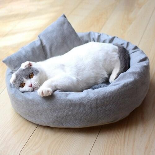 Round Shape Soft Warm Dog Puppy Bed With Cushion Mats Short Plush Comfortable Pet Dog Cat Sleep House