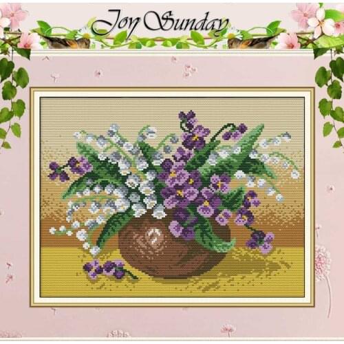 Lily of the valley vase flower patterns counted 11CT 14CT Cross Stitch Set DIY Cross-stitch Kit Embroidery Needlework Home Decor