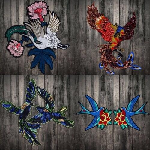 New Big Bird Sequin eagle Embroidery applique paillette fabric sweater clothes patch sequined stickers t-shirt diy decoration