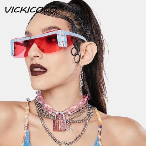 2021 New Fashion Square Goggle Sunglasses Women Luxury Brand Designer Vintage One Piece Steampunk Sun Glasses Men Eyewear UV400