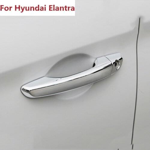 The New For Hyundai Elantra Avante 2016 2017 ABS Chrome Door Handle Cap Catch Cover Trim Auto Exterior Decoration Frame 2018