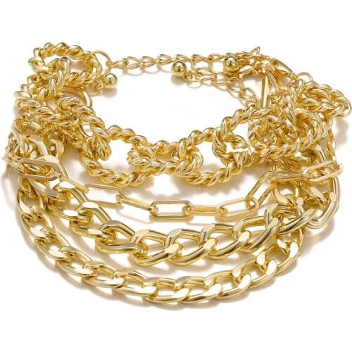 New Bohemian Gold Chains Bracelets Bangles Multilayer Bracelet for Girls Punk Jewelry Trend Lady Charms Simple Women‘s Bracelet