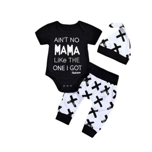 MAMA Toddler Baby Kids Boys Outfits Clothes Long Sleeve Bodysuit Pants Leggings Set Size 0-24M