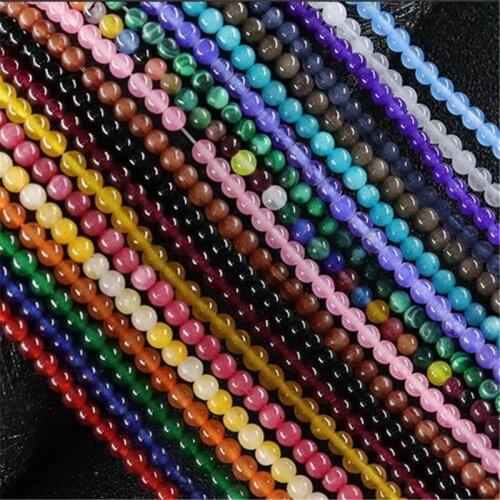 Wholesale Natural stone Turquoises Agates Tiger Eye Round Loose Stone Beads 4/6/8/10/12MM Suitable For Making DIY Charms Jewelry