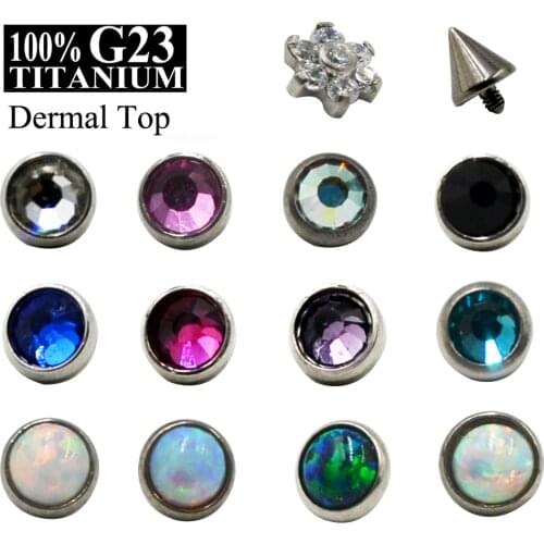 1pc G23 Titanium Micro Dermal Opal Gem Micro Dermal Anchor Crystal Top Dermal Piercings Surface Piercing 14G Body Jewelry