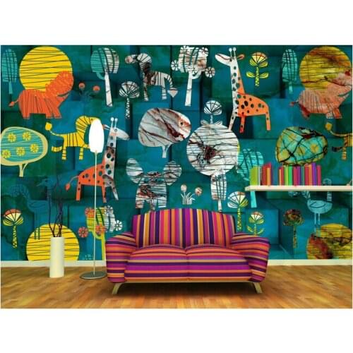 Custom papel DE parede infantil marble animal images for children room sitting room background wall vinyl which papel DE parede