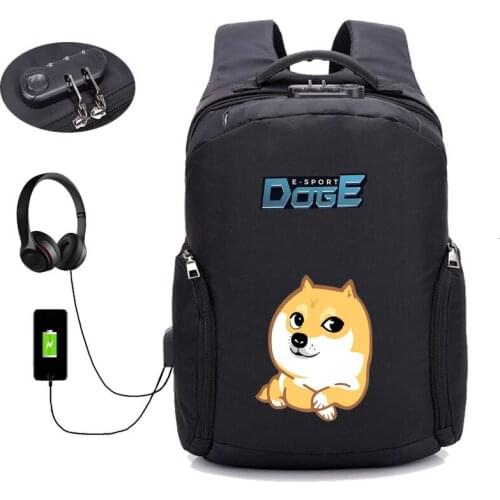 Anime Cartoon doge cute dog backpack Anti thief USB Recharging men men Laptop Travel Backpack school student book backpack